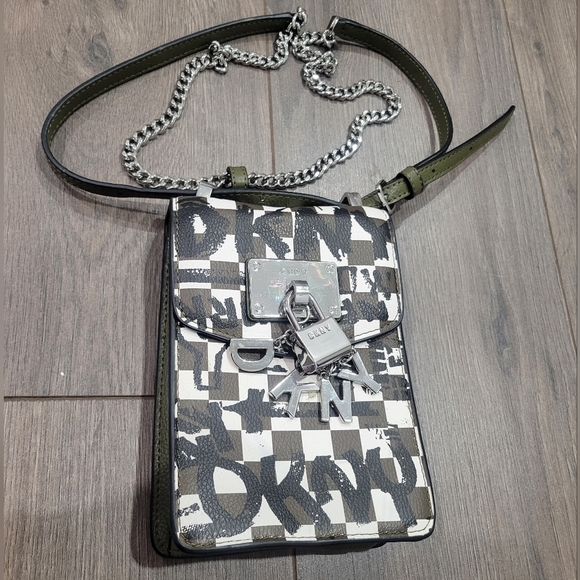 DKNY Checkered Graffiti Phone Crossbody Bag - Picture 3 of 7